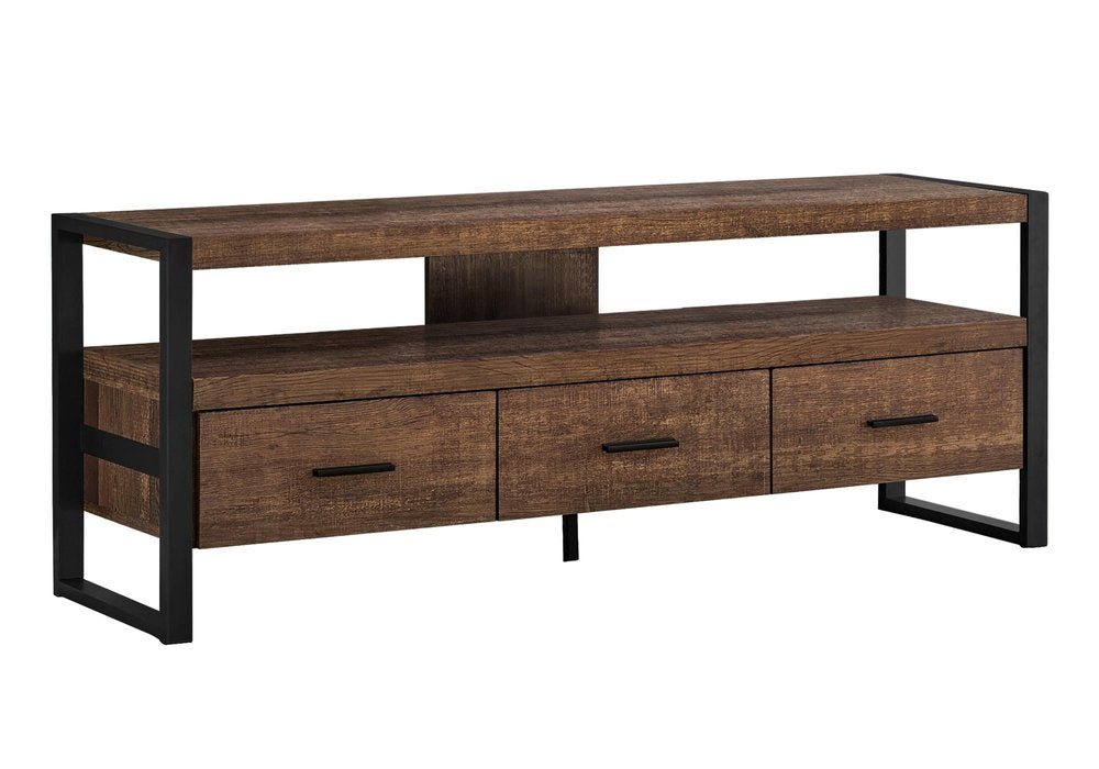 59" Brown and Black Cabinet Enclosed Storage TV Stand HomeRoots