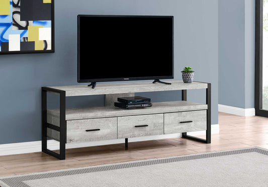 16" Black and Gray Cabinet Enclosed Storage TV Stand