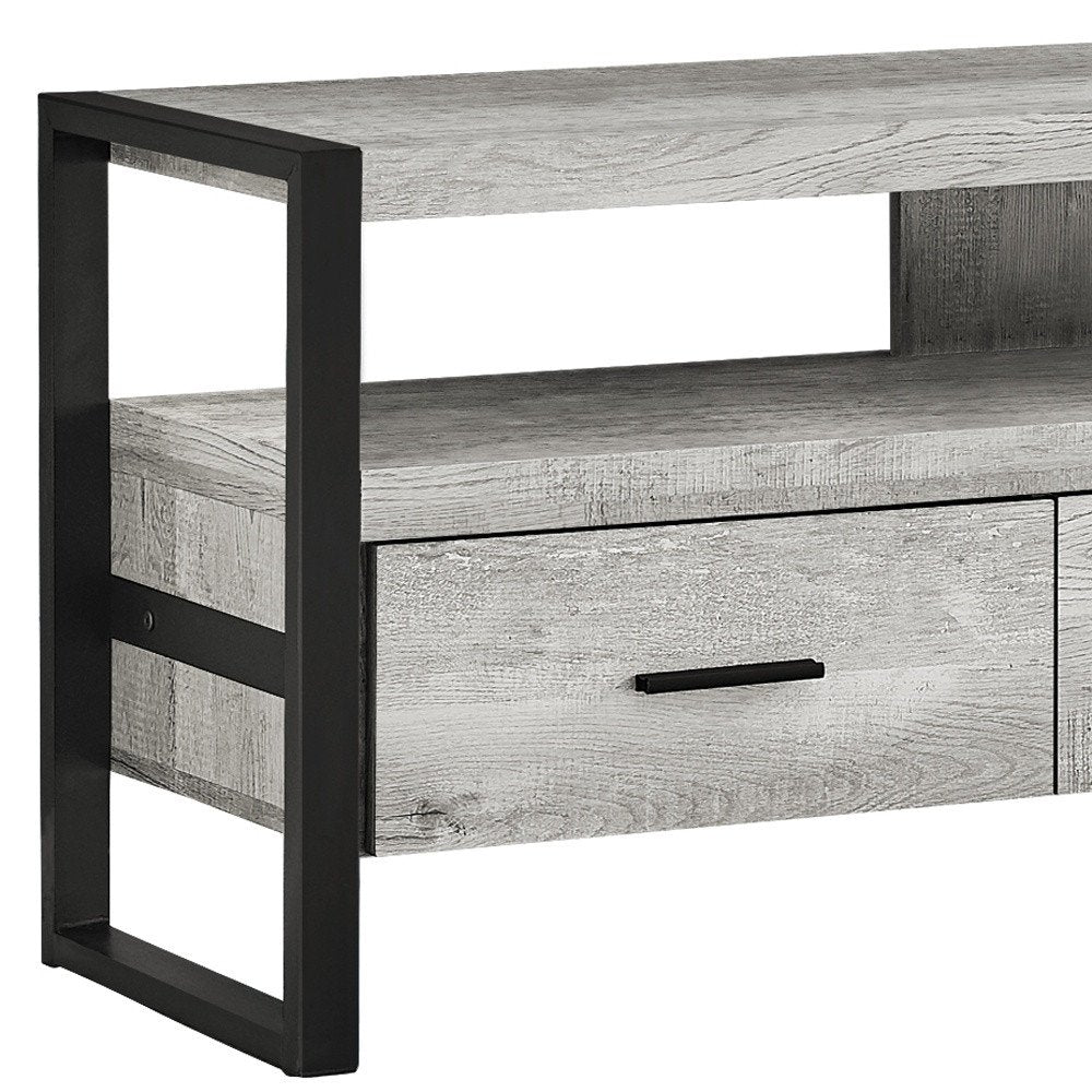 59" Brown and Black Cabinet Enclosed Storage TV Stand HomeRoots