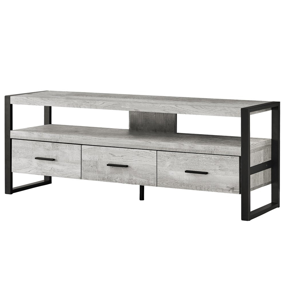 59" Black Cabinet Enclosed Storage TV Stand HomeRoots