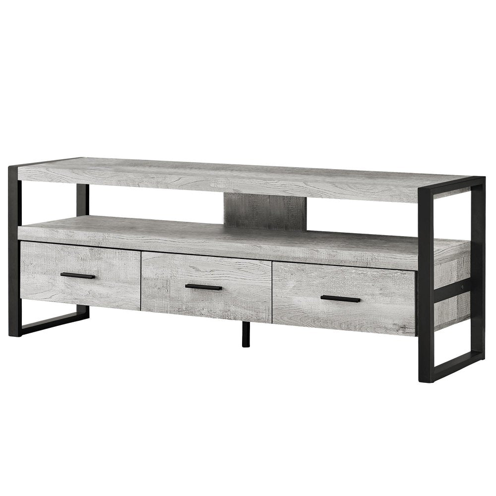 59" Brown and Black Cabinet Enclosed Storage TV Stand HomeRoots