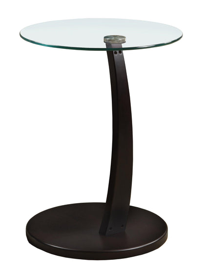 17.75" X 17.75" X 24" Cappuccino Particle Board Tempered Glass Accent Table - FurniFindUSA