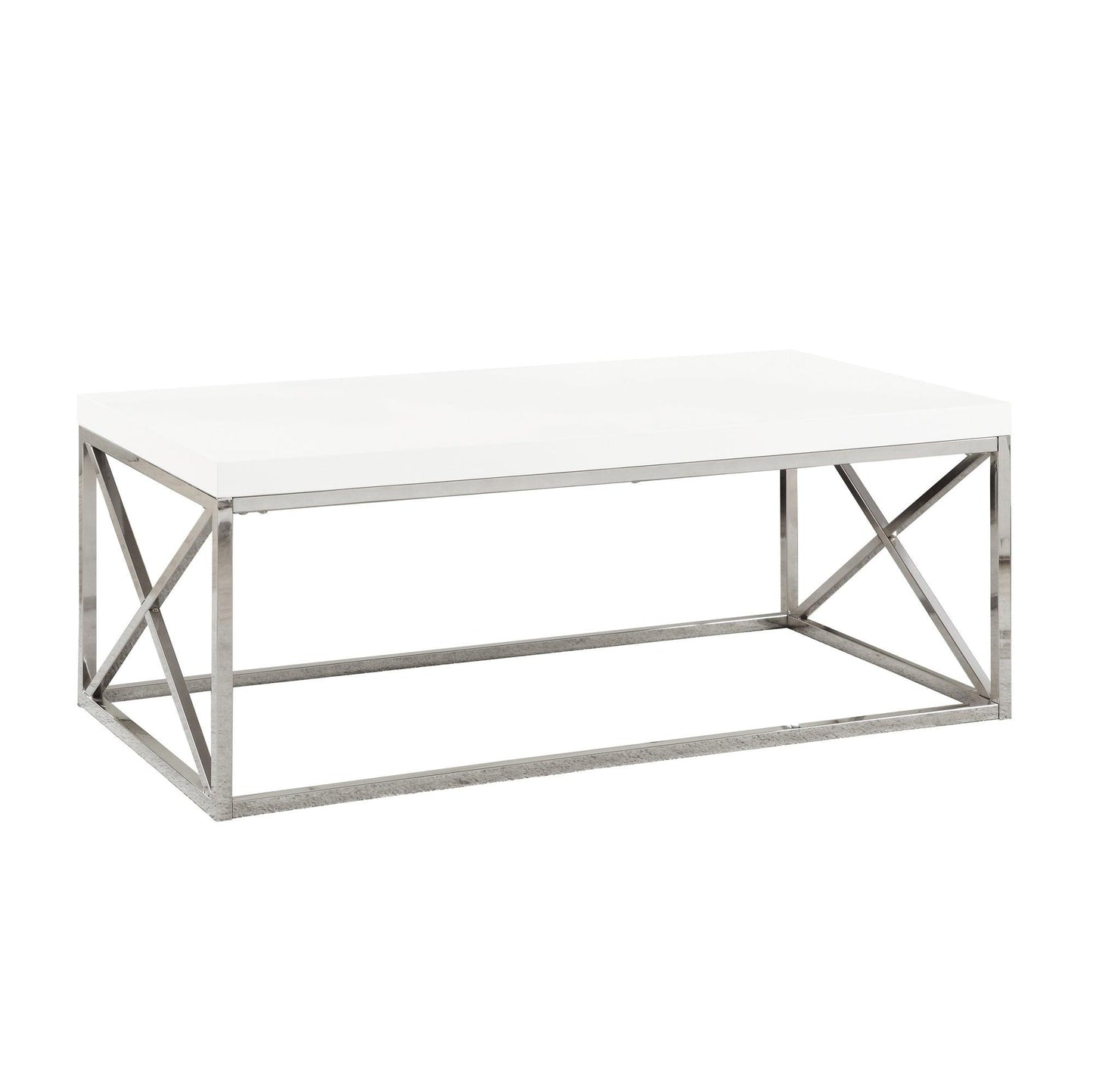 44" Beige And Silver Iron Coffee Table - FurniFindUSA