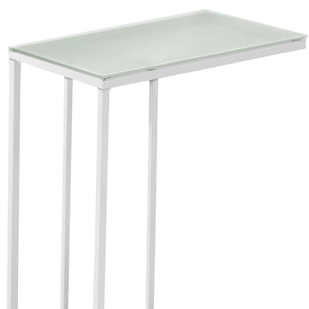 18.25" X 10.25" X 24" White Metal Tempered Glass Accent Table HomeRoots