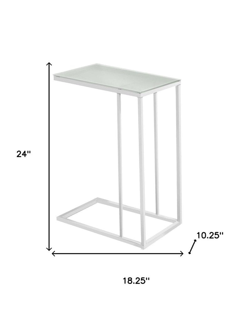 18.25" X 10.25" X 24" White Metal Tempered Glass Accent Table HomeRoots