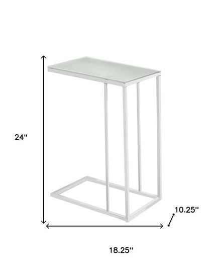 18.25" X 10.25" X 24" White Metal Tempered Glass Accent Table HomeRoots