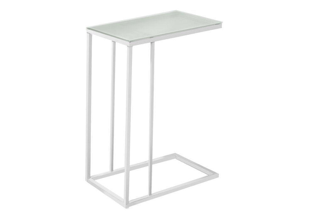 18.25" X 10.25" X 24" White Metal Tempered Glass Accent Table HomeRoots