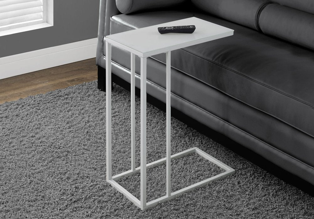 18.25" X 10.25" X 24" White Metal Tempered Glass Accent Table HomeRoots