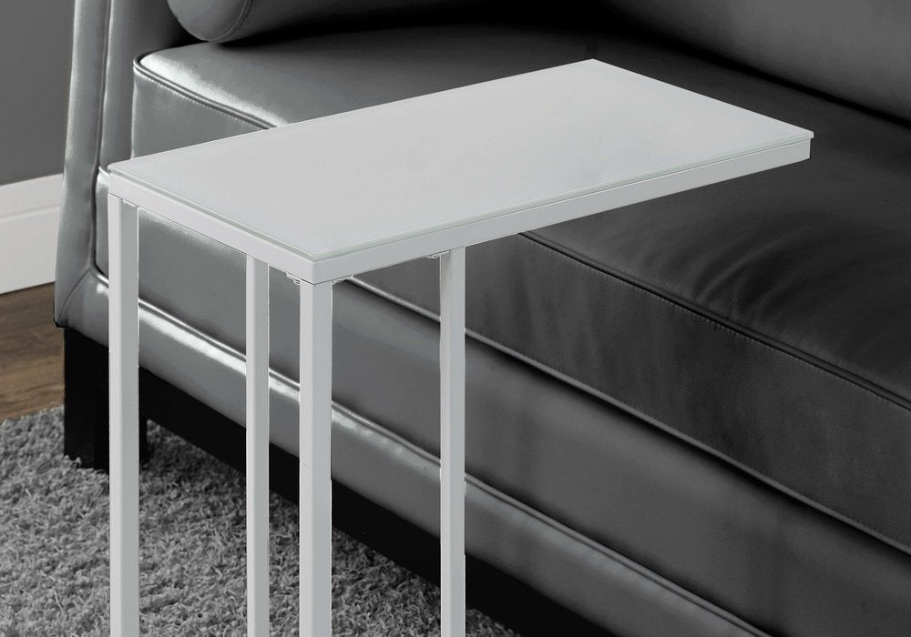 18.25" X 10.25" X 24" White Metal Tempered Glass Accent Table HomeRoots