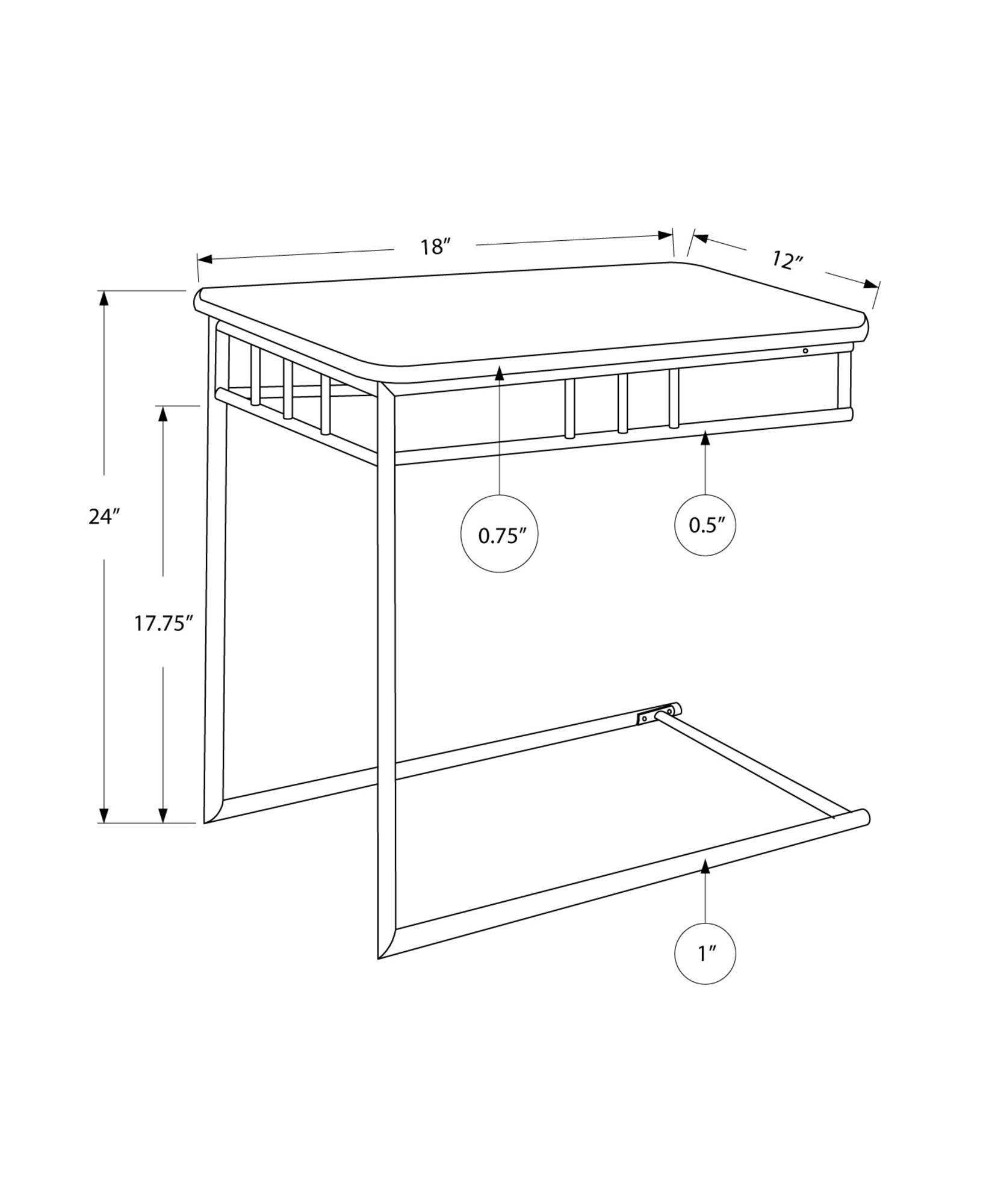 18" X 12" X 24" Cappuccino Brown Mdf Metal Accent Table - FurniFindUSA