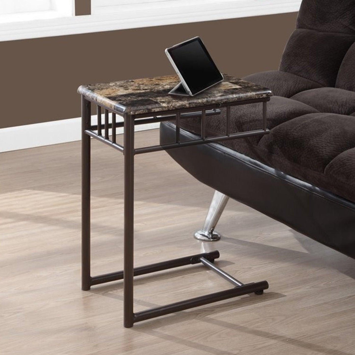 18" X 12" X 24" Cappuccino Brown Mdf Metal Accent Table - FurniFindUSA