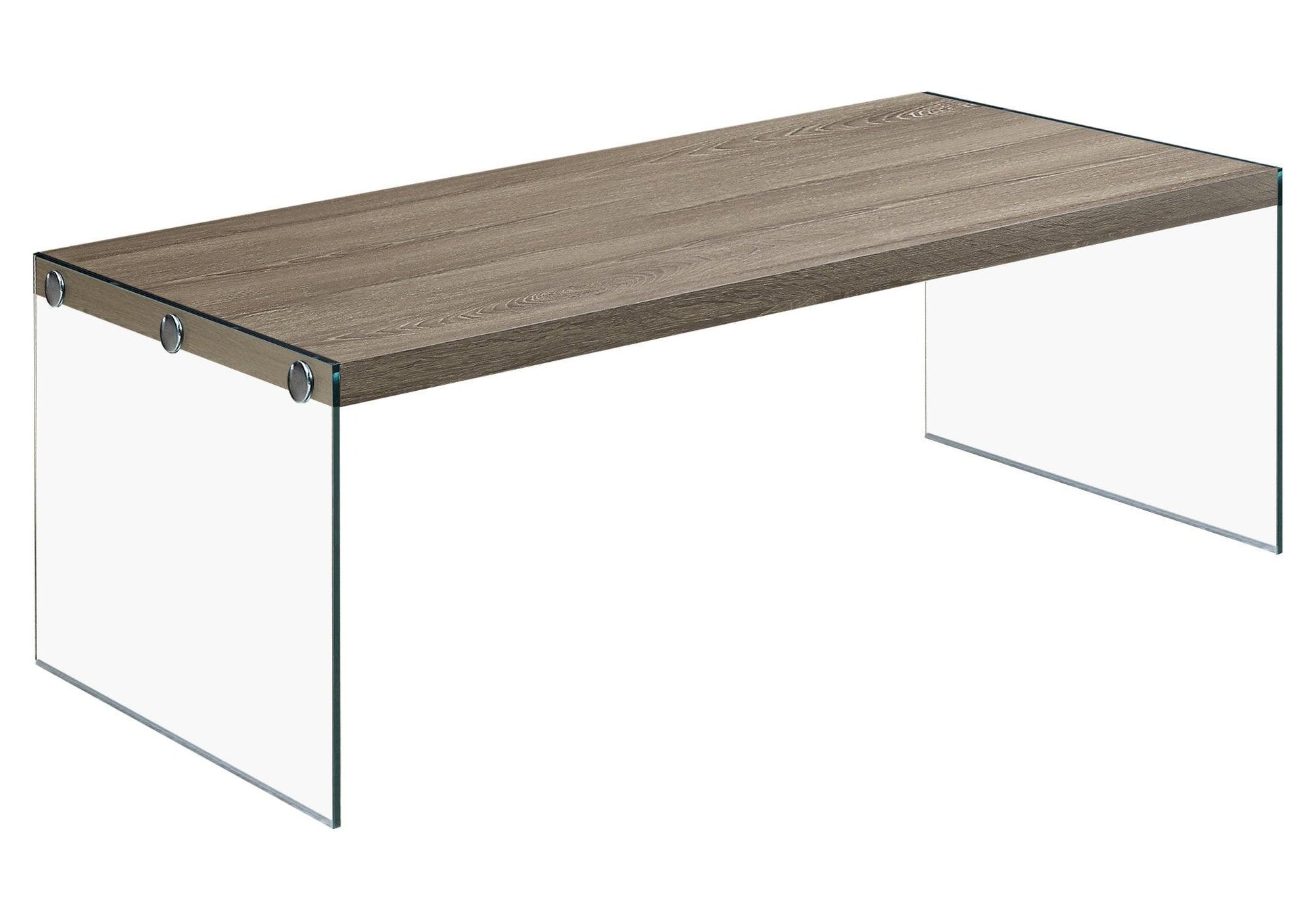 44" Gray And Clear Glass Coffee Table - FurniFindUSA