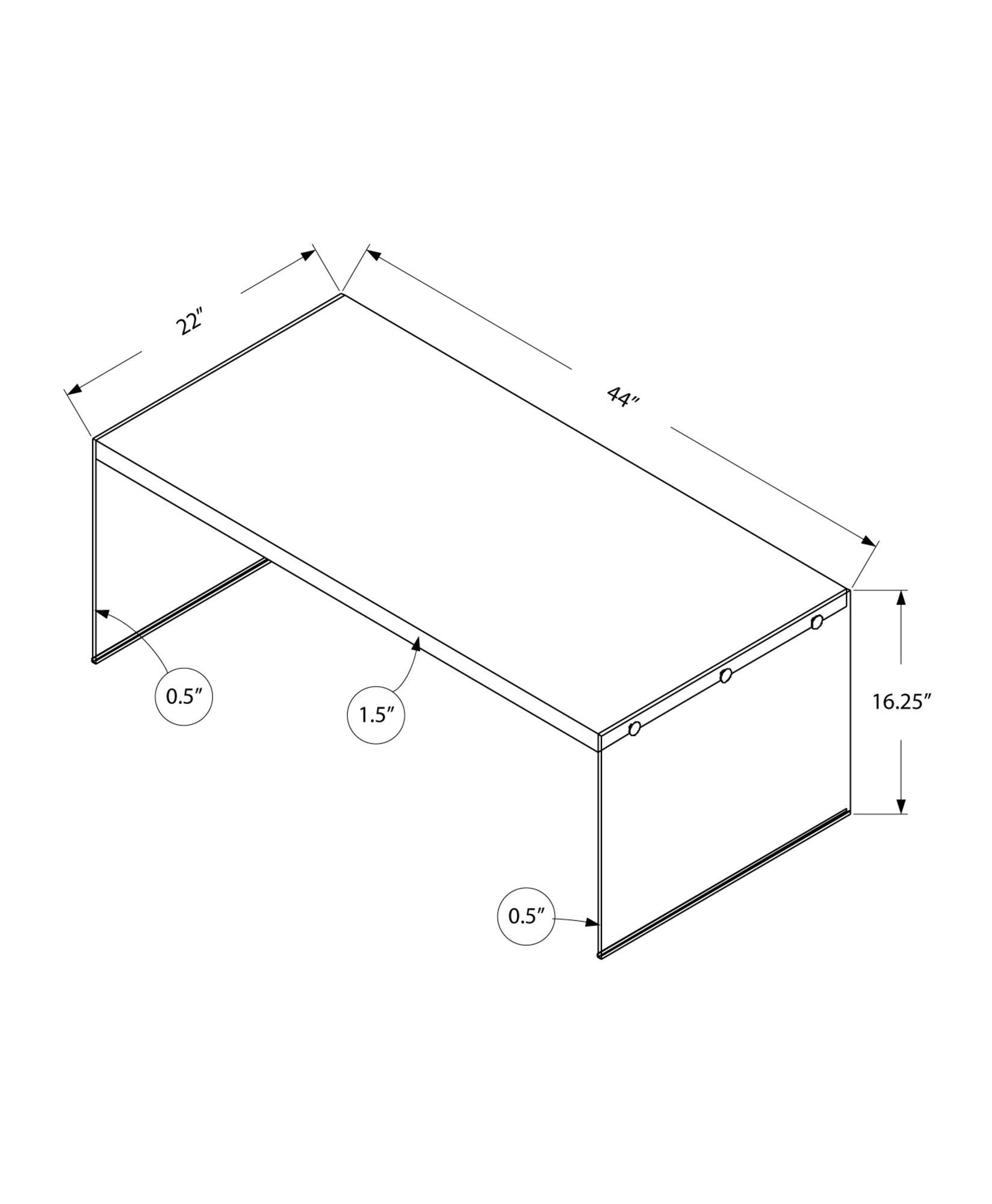 44" Gray And Clear Glass Coffee Table - FurniFindUSA