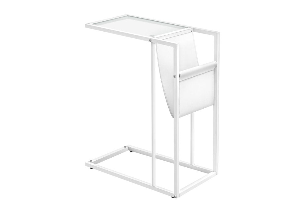 White Modern Metal And Glass Tv Table - FurniFindUSA