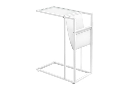White Modern Metal And Glass Tv Table - FurniFindUSA