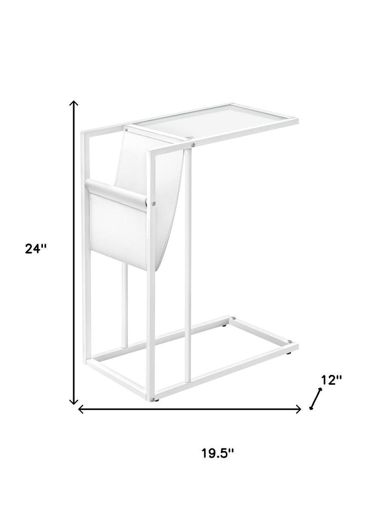 White Modern Metal And Glass Tv Table - FurniFindUSA