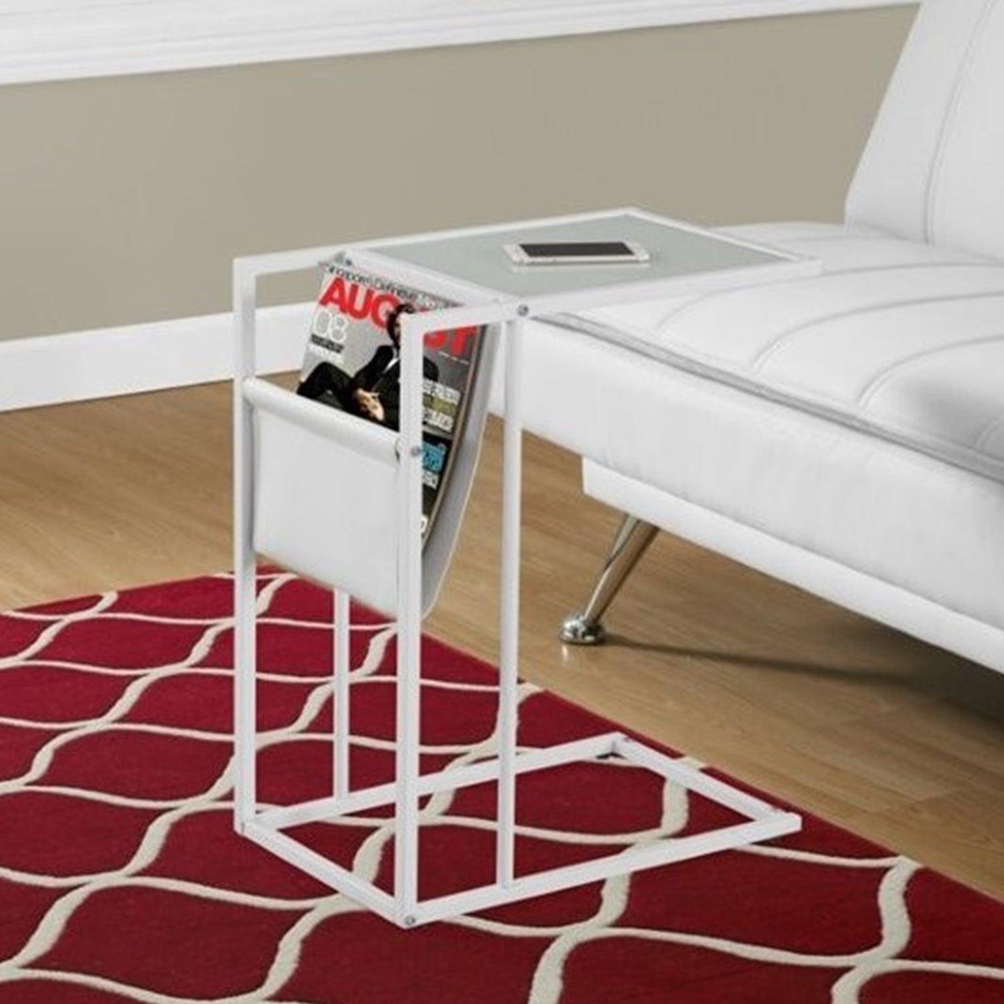 White Modern Metal And Glass Tv Table - FurniFindUSA