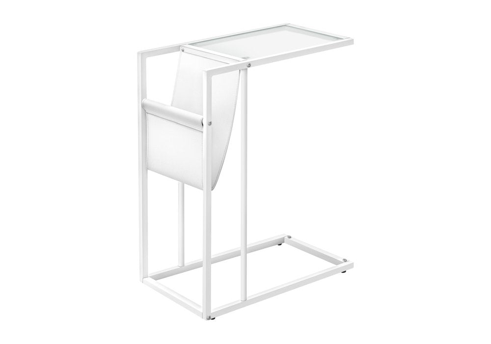 White Modern Metal And Glass Tv Table - FurniFindUSA
