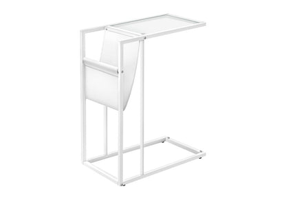 White Modern Metal And Glass Tv Table - FurniFindUSA