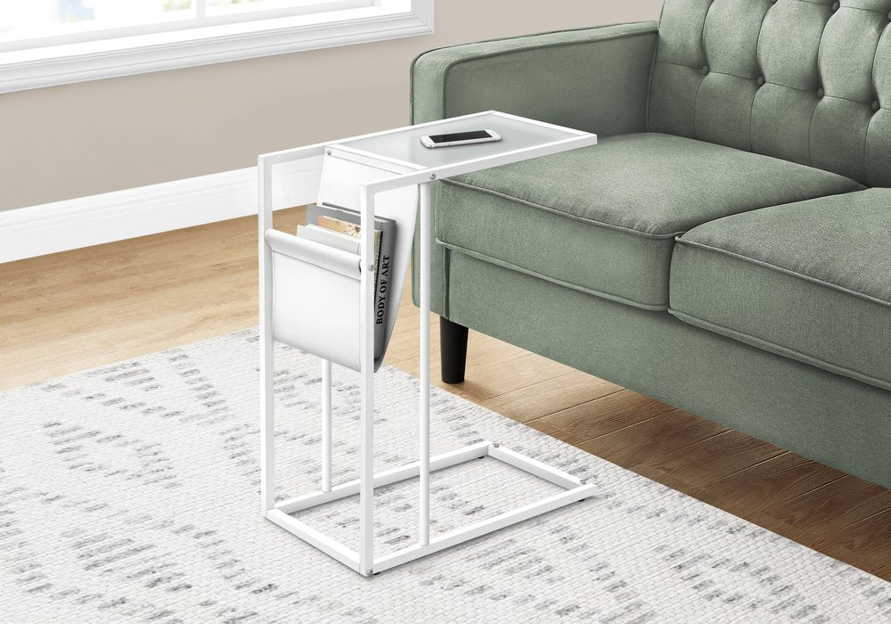 White Modern Metal And Glass Tv Table - FurniFindUSA