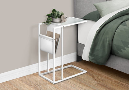 White Modern Metal And Glass Tv Table - FurniFindUSA
