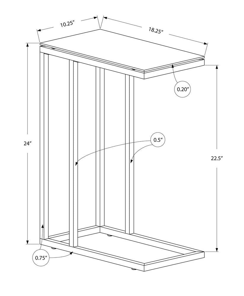 18.25" X 10.25" X 24" Black Metal Tempered Glass Accent Table HomeRoots
