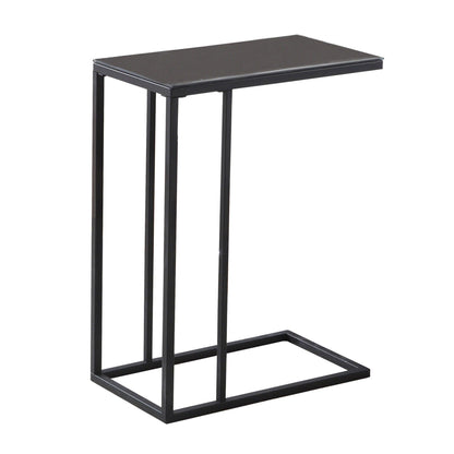 18.25" X 10.25" X 24" Black Metal Tempered Glass Accent Table - FurniFindUSA