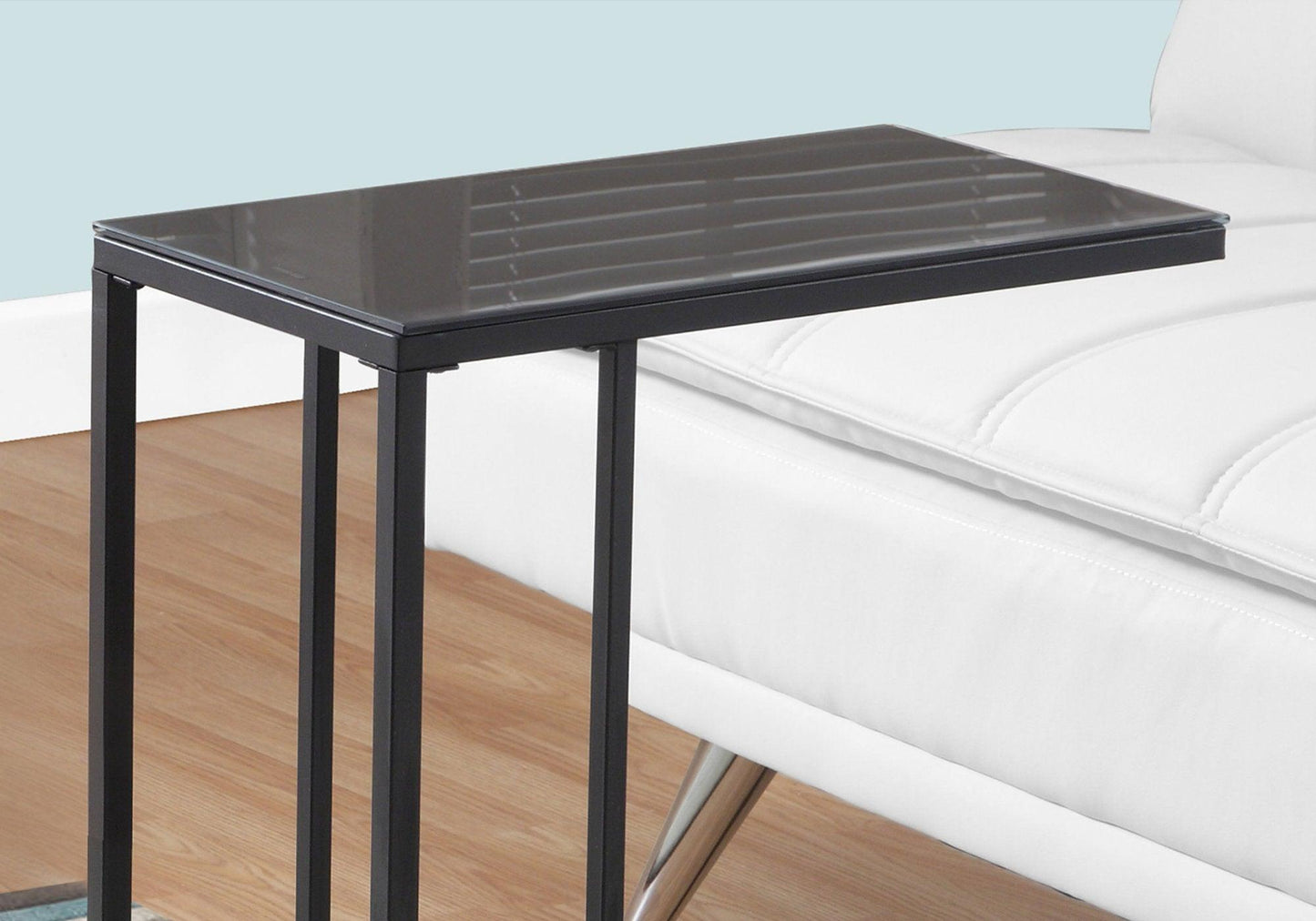 18.25" X 10.25" X 24" Black Metal Tempered Glass Accent Table - FurniFindUSA