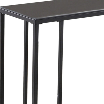18.25" X 10.25" X 24" Black Metal Tempered Glass Accent Table HomeRoots