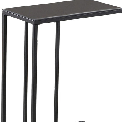18.25" X 10.25" X 24" Black Metal Tempered Glass Accent Table HomeRoots