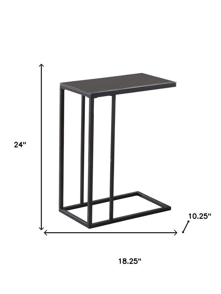 18.25" X 10.25" X 24" Black Metal Tempered Glass Accent Table HomeRoots