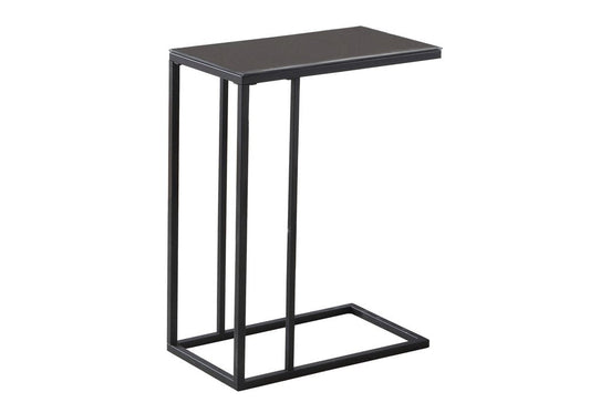18.25" X 10.25" X 24" Black Metal Tempered Glass Accent Table