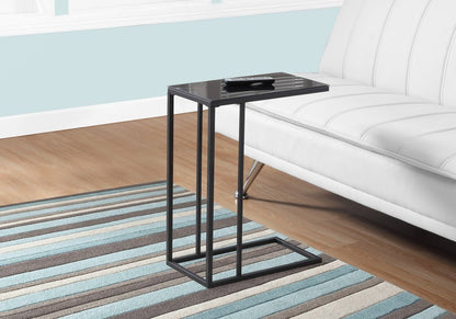 18.25" X 10.25" X 24" Black Metal Tempered Glass Accent Table HomeRoots