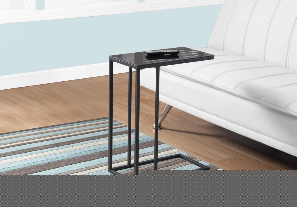18.25" X 10.25" X 24" Black Metal Tempered Glass Accent Table HomeRoots