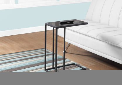 18.25" X 10.25" X 24" Black Metal Tempered Glass Accent Table HomeRoots