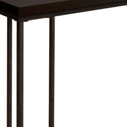 18.25" X 10.25" X 25.25" Cappuccino Particle Board Metal  Accent Table HomeRoots