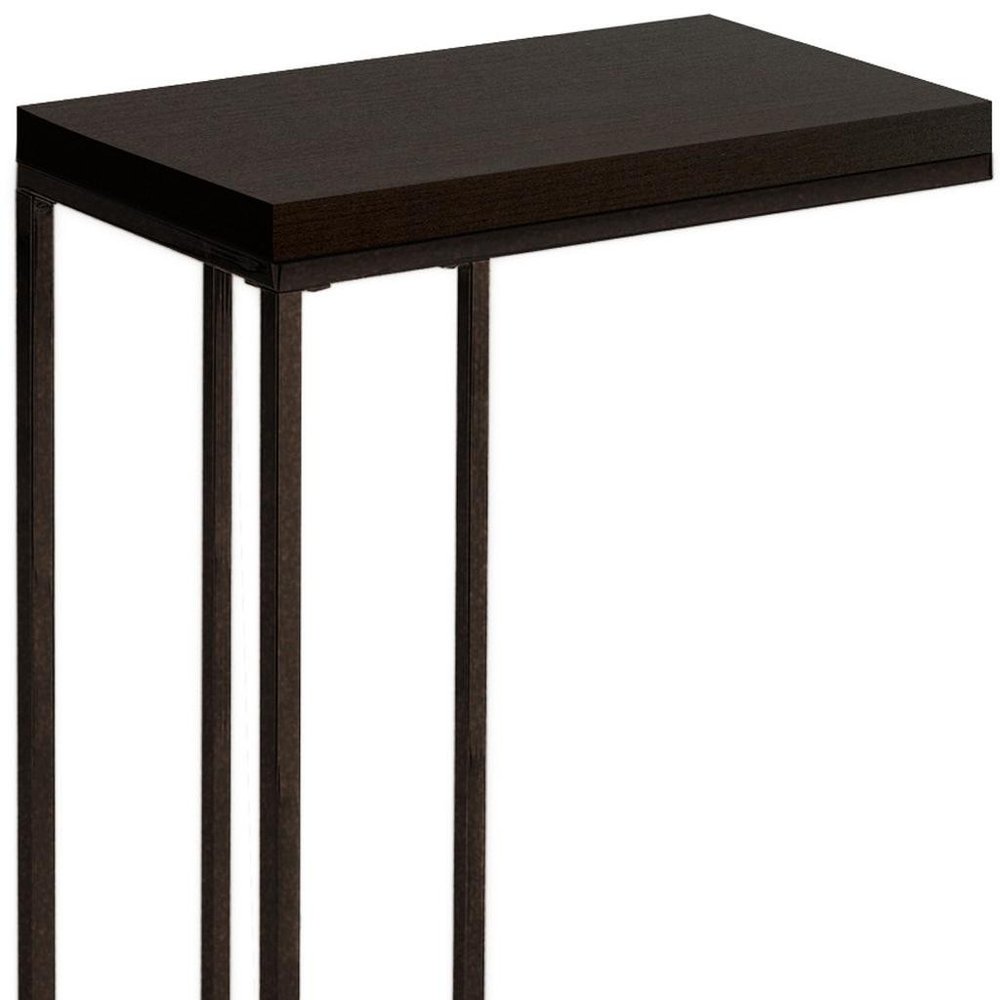 18.25" X 10.25" X 25.25" Cappuccino Particle Board Metal  Accent Table HomeRoots