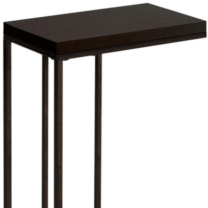 18.25" X 10.25" X 25.25" Cappuccino Particle Board Metal  Accent Table HomeRoots