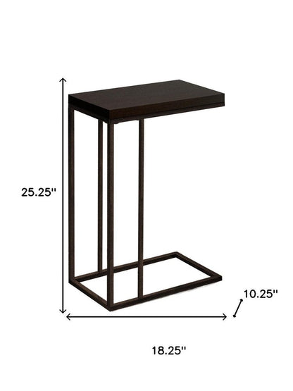 18.25" X 10.25" X 25.25" Cappuccino Particle Board Metal  Accent Table HomeRoots