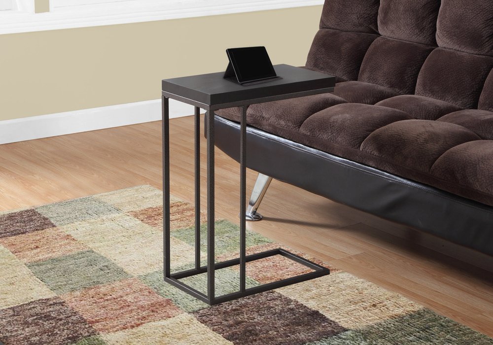 18.25" X 10.25" X 25.25" Cappuccino Particle Board Metal  Accent Table HomeRoots