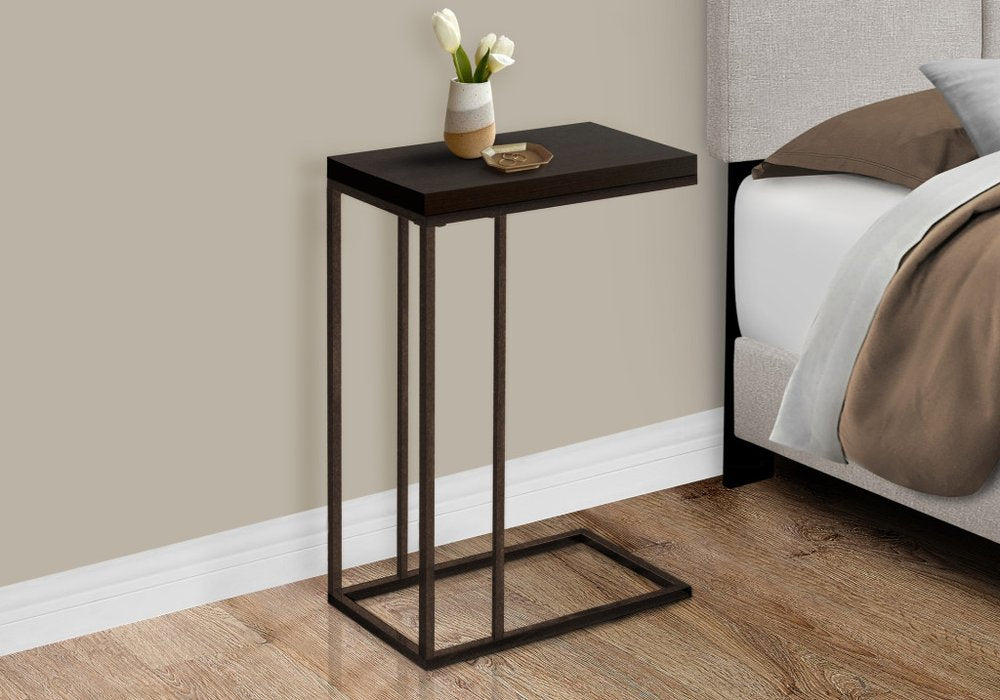 18.25" X 10.25" X 25.25" Cappuccino Particle Board Metal  Accent Table HomeRoots