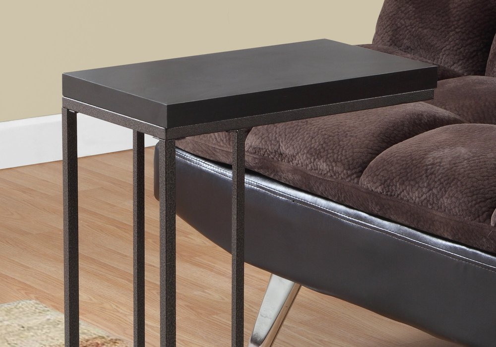 18.25" X 10.25" X 25.25" Cappuccino Particle Board Metal  Accent Table HomeRoots
