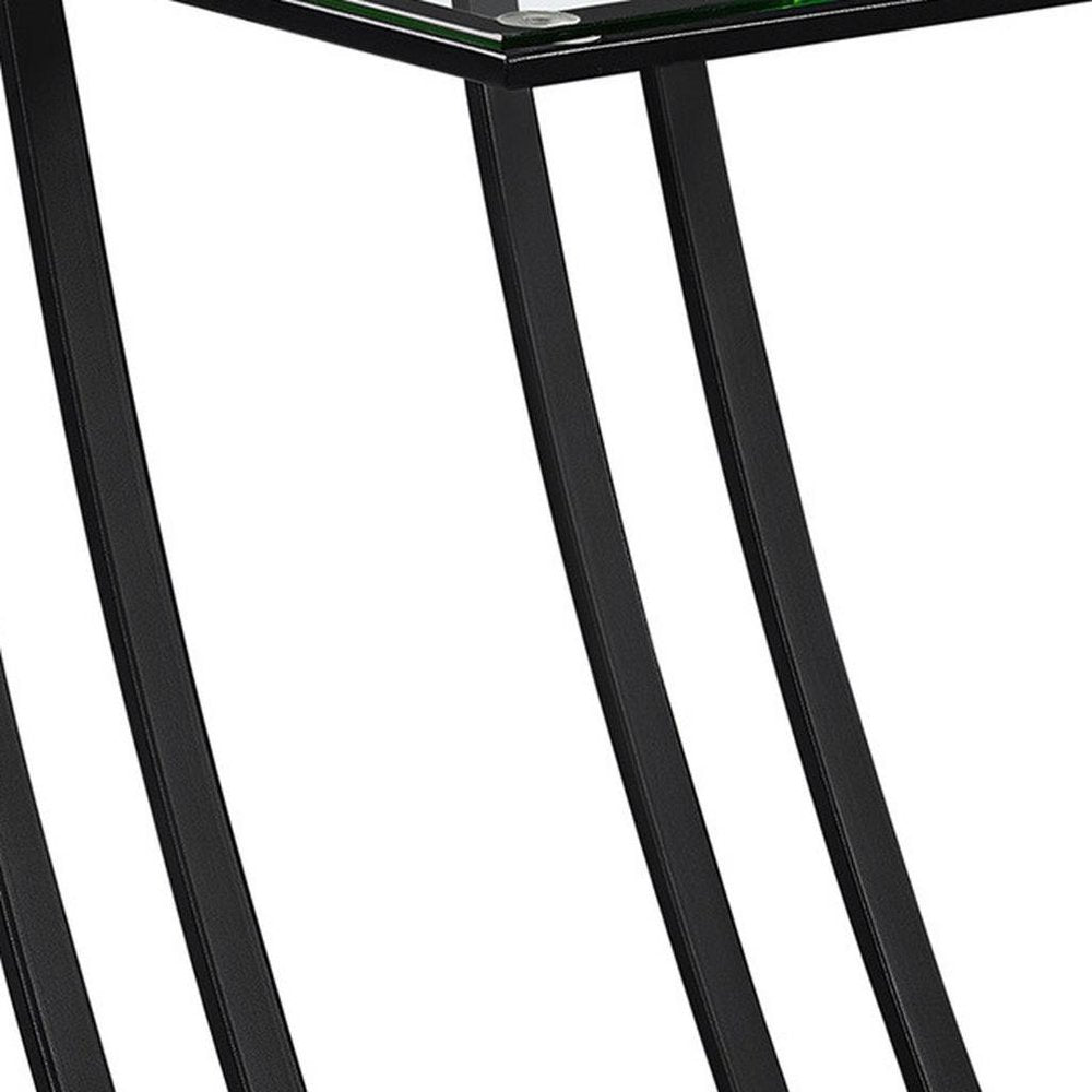 15.75" X 12" X 24" Black Clear Metal Tempered Glass Accent Table HomeRoots