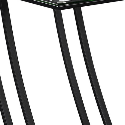 15.75" X 12" X 24" Black Clear Metal Tempered Glass Accent Table HomeRoots