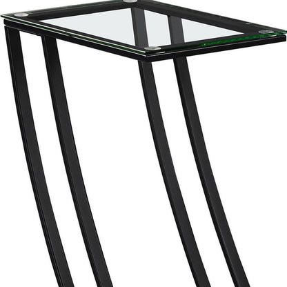 15.75" X 12" X 24" Black Clear Metal Tempered Glass Accent Table HomeRoots