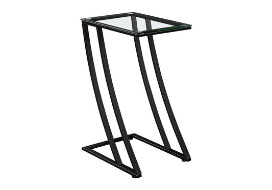 15.75" X 12" X 24" Black Clear Metal Tempered Glass Accent Table HomeRoots