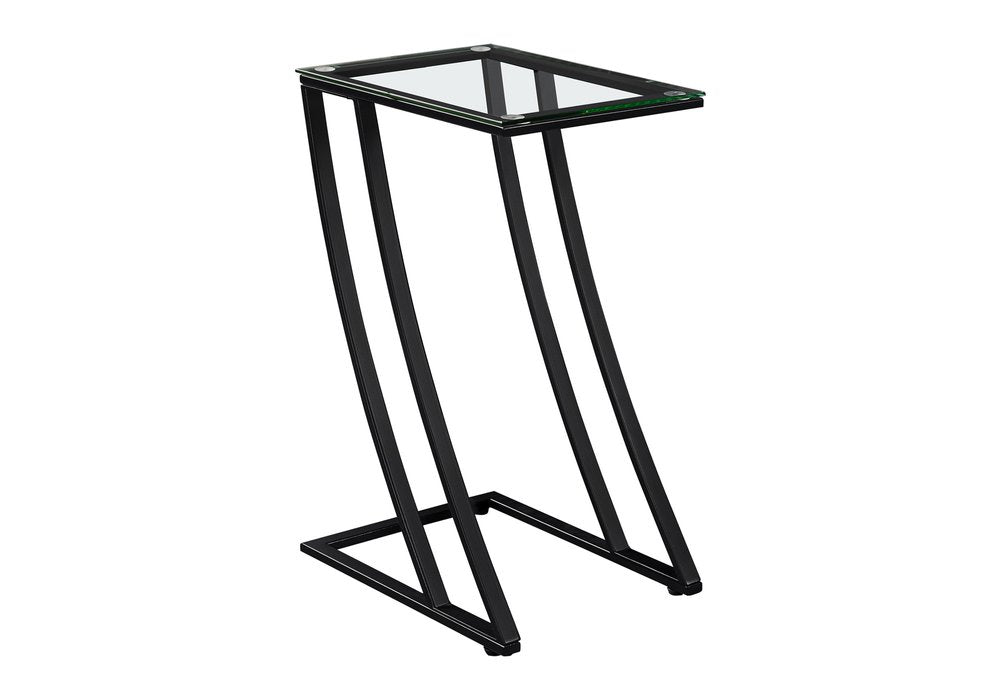15.75" X 12" X 24" Black Clear Metal Tempered Glass Accent Table HomeRoots