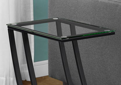 15.75" X 12" X 24" Black Clear Metal Tempered Glass Accent Table HomeRoots