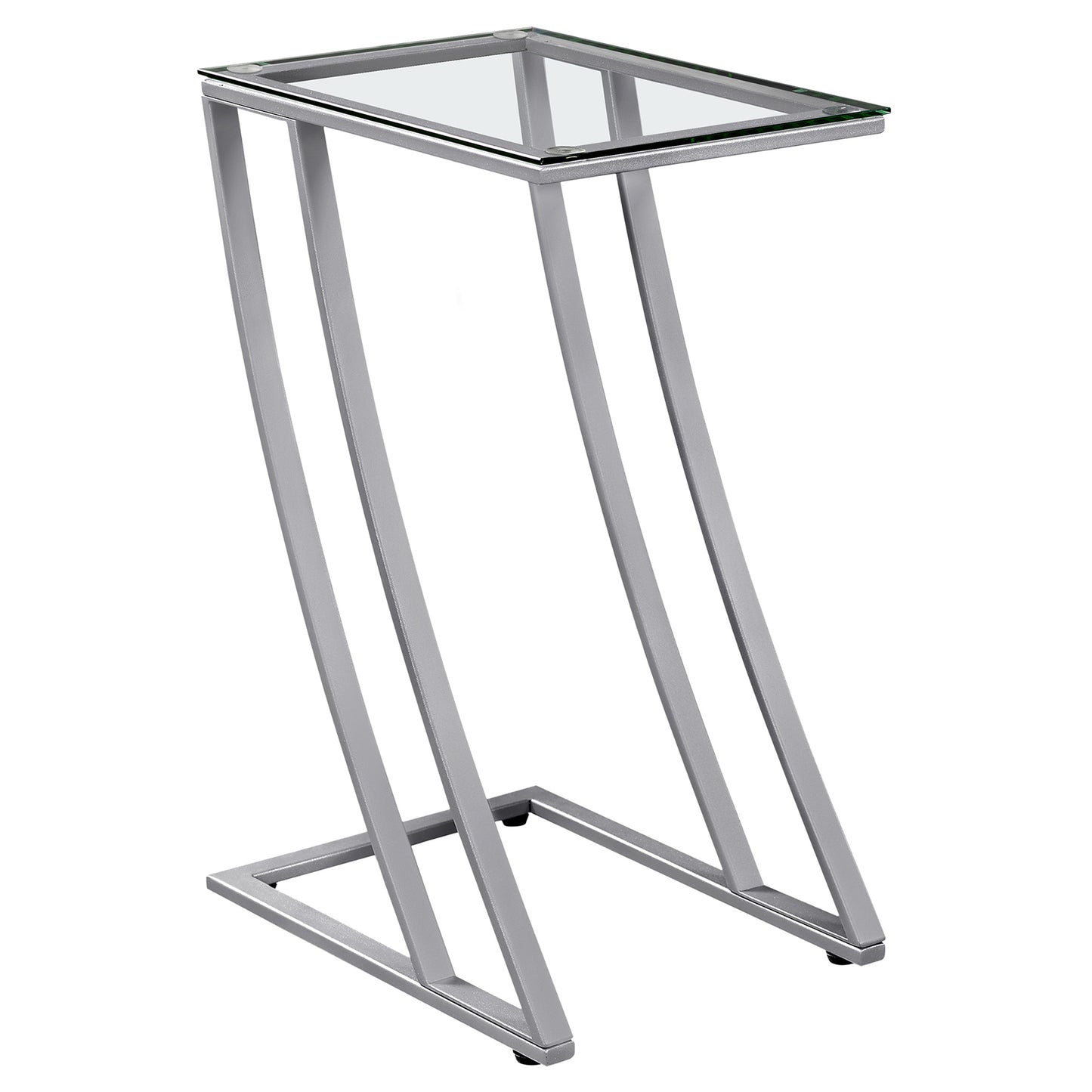 15.75" X 12" X 24" Black Clear Metal Tempered Glass Accent Table