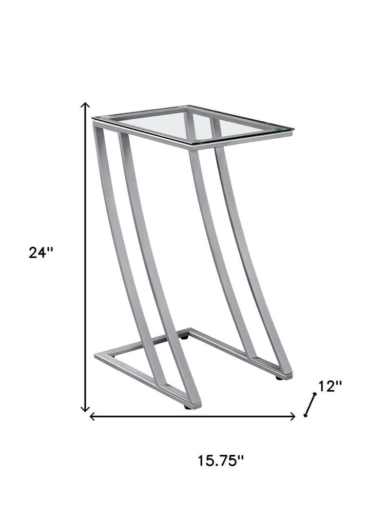 15.75" X 12" X 24" Black Clear Metal Tempered Glass Accent Table HomeRoots